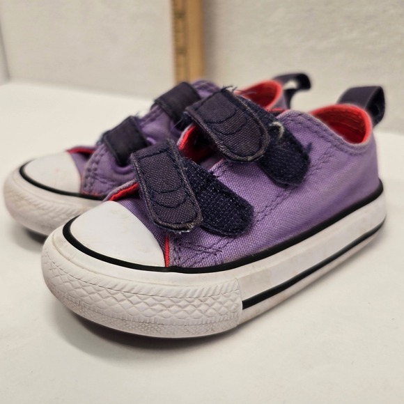 Converse Other - Converse Chuck Taylor All Star Lo Double Strap Purple Infant Sneakers Size 4